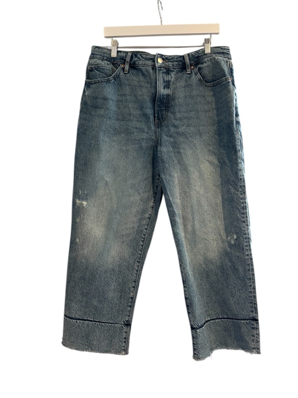 Express Women's Straight Ankle High Rise 50/50 Rigid Stretch Jeans Size 14R
